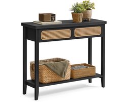 VASAGLE - Console Tafel - Haltafel - Smal Ontwerp - 2 Lades - Open Opbergvak - Boho Stijl
