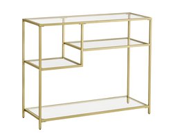 VASAGLE - Consoletafel - Haltafel - Bijzettafel van Glas en Metaal - Met Planken - Voor Hal of Woonkamer