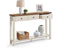 VASAGLE - Consoletafel - Haltafel - Smalle Console Tafel - 3 Lades - Met Opbergrek - Voor Hal en Woonkamer