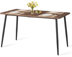 VASAGLE Eettafel voor 4-6 personen, eetkamertafel, keukentafel in landhuisstijl, hittebestendig tafelblad, snelle montage, 75 x 140 x 75 cm, natuurlijke walnootinkt zwart KDT100KE02