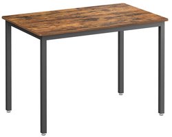VASAGLE Eettafel voor 4 personen, 70 x 110 x 77 cm, multifunctioneel, voor keuken, woonkamer, bureau, industrieel design, grijs gemêleerd en matzwart KDT081G01