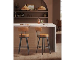 Vasagle Ehko collectie - Barkrukken - Barkrukken Set van 2 - Draaibare Kruk - Barkrukken met Rugleuning - Bruin