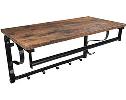VASAGLE - kapstok - wandrek met 5 haken en plank, industrieel ontwerp, haakrail met ophangbeugel, voor hal, slaapkamer, badkamer en woonkamer, vintage, zwarte LCR11BX