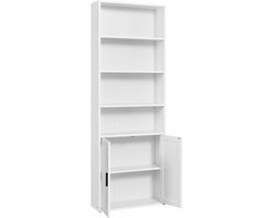 VASAGLE - Kast - Boekenkast - Met 6 Lagen - Staand Open Kast met Deuren - Voor Woonkamer en Kantoor