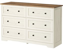VASAGLE - Ladekast - Brede Ladekast met 6 Lades - Houten Dressoir - Voor Slaapkamer en Woonkamer