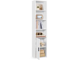 VASAGLE LBC401W01 - Boekenkast met 6 Lagen - Staand Rek met Deur en Open Vakken - Veelzijdig Gebruik