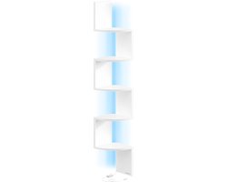 VASAGLE LBC630W01 - Hoekrek met LED-Verlichting - Wandrek met 5 Niveaus - Voor Slaapkamer Woonkamer Badkamer