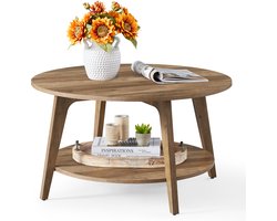 VASAGLE LCT243K41 - Ronde Salontafel - 2 Lagen - Eenvoudig te Monteren - Voor Woonkamer