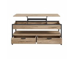 VASAGLE LCT252K02 - Salontafel met Verstelbaar Blad - Met Laden en Open Vakken - 50 x 120 cm