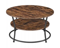 Vasagle LCT80BX Ronde Salontafel, Woonkamertafel, Salontafel met Plank, Eenvoudige Montage, Metaal, Industrieel Ontwerp, Vintage, Donkerbruin