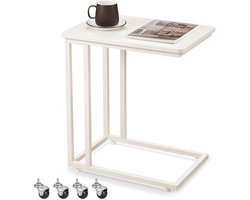 VASAGLE LNT050W77 - Bijzettafel op Wielen - C-vormig - Mobiele Tafel voor Bank en Laptop