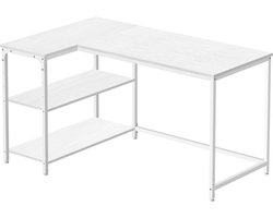 VASAGLE LWD136WF01 - Bureau in L-vorm met Opbergruimte - Verstelbare Legplank - Ideaal voor Kantoor