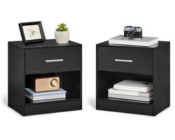 VASAGLE - Nachtkastje - Set van 2 - Met Lade en Open Vak - Voor Slaapkamer en Woonkamer