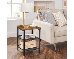 VASAGLE Nachtkastjes, set van bijzettafels, set van 2 banken, kleine salontafels met verstelbare rasterplanken, woonkamer, slaapkamer, hal, stal, industrieel ontwerp, Vintage bruin-zwart LET24X