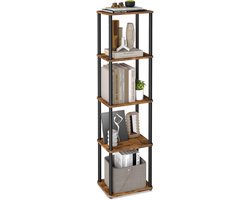 VASAGLE - opbergkast - open kast - 5-laags niveaus - hoogte 139 cm - vrijstaand opbergrek - vintage bruin en inktzwart