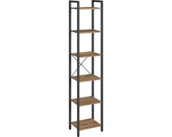 VASAGLE Plank, boekenkast, staand rek, dvd-rek, met 6 niveaus, kantoorplank, open planken, voor kantoor, woonkamer, slaapkamer, keuken, 30 x 40 x 187,5 cm, donkerwalnoot-zwart