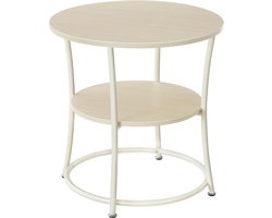 VASAGLE Ronde Bijzettafel, 2-Staps Salontafel, Consoletafel, Staalframe, Kleine Ruimtes, Woonkamer, Slaapkamer, Natuurlijke Beige