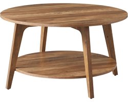 VASAGLE ronde salontafel, woonkamertafel 2 niveaus, salontafel voor woonkamer, 80 cm d, 45 cm H, eenvoudig te monteren, honingbruin LCT243K41