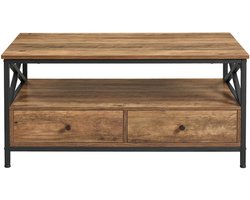 VASAGLE - Salontafel - Bijzettafel - Met Lades - Open Vakken - Industrieel Design voor Woonkamer