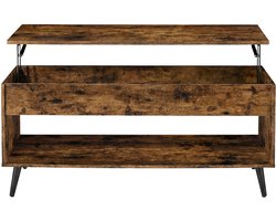 VASAGLE - Salontafel - Bijzettafel - Verstelbaar - Verborgen Opbergvak - Open Vakken - Homeoffice