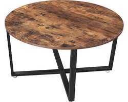 Vasagle Salontafel rond van hout en metaal 88x88x47cm | Bijzettafel met metaal onderstel | Salon tafel met sterk tafeloppervlak | Stabiel en duurzame constructie | Stijlvolle woonkamertafel | Zacht design gaat op in elk interieur
