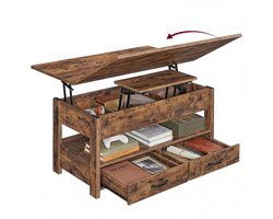 VASAGLE - Salontafel - Salontafel met Opklapbaar Tafelblad - 2 Lades - 3 Opbergvakken - Gasveer - voor Woonkamer of Kantoor