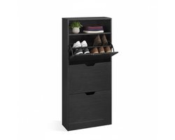 VASAGLE - Schoenenkast - Schoenenkast met 3 Kleppen - Verstelbare Scheidingswand - Open Vak - Voor 14-18 Paar Schoenen