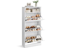VASAGLE - Schoenenkast - Schoenenkast met 3 Kleppen - Verstelbare Scheidingswand - Voor 14-18 Paar Schoenen