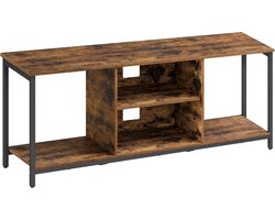 VASAGLE TV-meubel, TV-tafel, TV-plank, lowboard met open vakken, voor woonkamer, entertainmentkamer, voor TV's tot 65 inch, industrieel design, vintage bruin-inktzwart LTV061K01