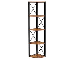 VASAGLE - Wandplank - Hoekkast - Boekenrek - 5 Niveaus - Vrijstaande Hoekplank - Eenvoudige