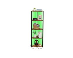 VASAGLE - Wandplank - Hoekkast - Met 5 Niveaus - Verstelbare LED-Verlichting - Stalen Frame