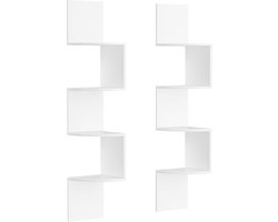 VASAGLE - Wandplank - Hoekplank - 2-delig - 4 Lagen - Boeken Planten Slaapkamer Woonkamer Badkamer