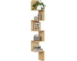 VASAGLE Wandplank Hoekplank 5 Niveaus - Boekenkast als Open Kast - Vakkenkast voor Slaapkamer Woonkamer
