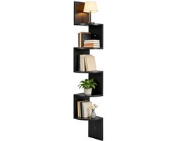 VASAGLE - Wandplank - Hoekplank - 5 Niveaus - Zwevend - Boeken Planten Slaapkamer Woonkamer Badkamer