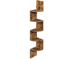 VASAGLE - Wandplank - Hoekplank - 5 Niveaus - Zwevend Boekenrek - Voor Slaapkamer Woonkamer Badkamer