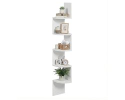 VASAGLE - Wandplank - Hoekplank - 5 Niveaus - Zwevend Boekenrek - Voor Slaapkamer Woonkamer Badkamer