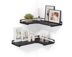 VASAGLE - Wandplank - Hoekplank - L-vormige - Set van 2 - Industrieel - Woonkamer Slaapkamer Keuken