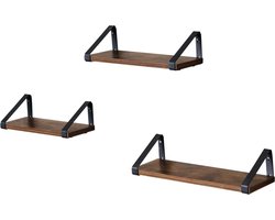 Vasagle wandplank in industrieel ontwerp zwevende plank set van 3