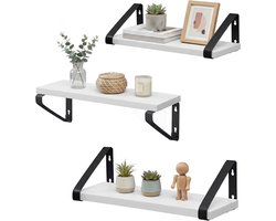 VASAGLE - Wandplank - Set van 3 - Industrieel Ontwerp - Voor Woonkamer Badkamer Keuken