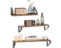 VASAGLE - Wandplank - Set van 3 Zwevende Wandplanken - Decoratieve Planken - Voor Keuken Woonkamer Kantoor