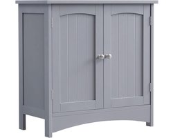 VASAGLE Wastafelonderkast, onderkast, wastafelonderkast, badkamerkast met 2 deuren, verstelbare plank, veel opbergruimte, landelijke stijl, 30 x 60 x 60 cm, mystiek grijs BBC001P36