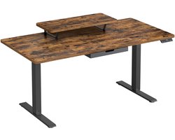 VASAGLE - Zit Sta Bureau - Elektrisch - 140 x 70 cm - Monitorstandaard - Lade - USB-C Poort
