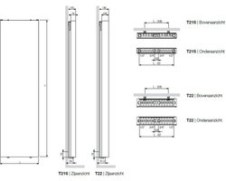 Vasco Flat V Line paneelradiator vlak type 22 400x1800mm 1394W aansluiting 8008 wit structuur