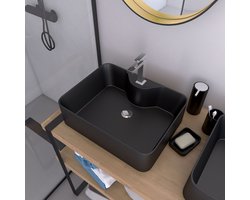 Vasque à poser rectangle en céramique noire - 48x37x13.5cm - RECTANGULAR DARK