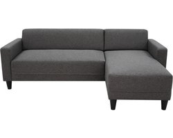 Vaste 4-zits hoekbank BOB - Antraciet stof - Omkeerbaar - L 197 x D 117 x H 65 cm