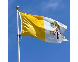 Vaticaanstad Vlag - Grote Vaticaan Flag - Rooms Katholieke Vaticaanse Vlaggenmast Vlag - Gemaakt Van 100% Polyester - UV & Weerbestendig - Met Versterkte Mastrand & Messing Ogen - 90x150 CM