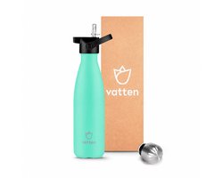Vatten® Drinkfles RVS - 500 ml - Turquoise - Waterfles - Isoleerfles - Thermosfles - Drinkbus