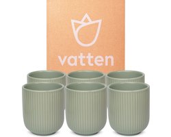 Vatten® - Koffiekopjes - Set van 6 - Groengrijs - 180ml - Koffiemok