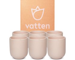 Vatten® - Koffiekopjes - Set van 6 - Lichtroze - 180ml - Koffiemok