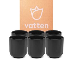 Vatten® - Koffiekopjes - Set van 6 - Zwart - 180ml - Koffiemok
